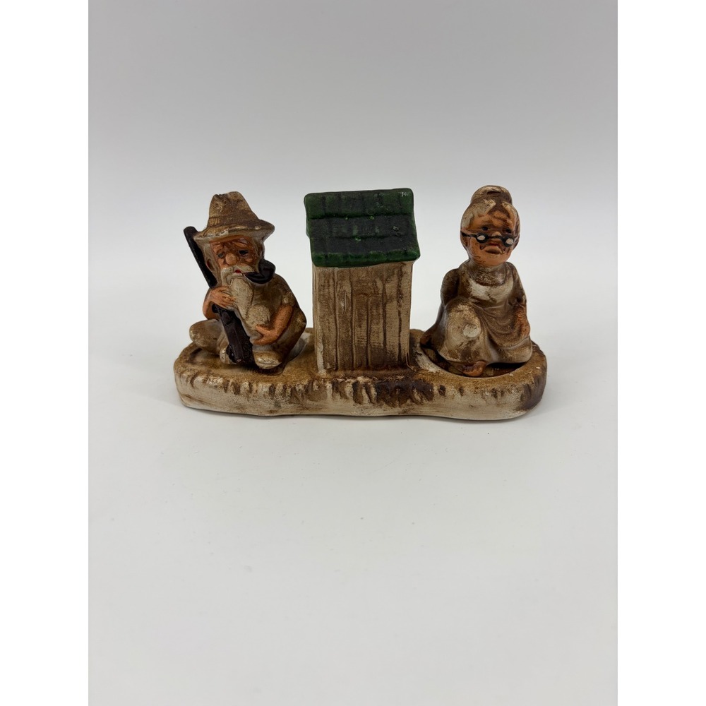 Ma & Pa Salt Pepper Shakers OS Brown Hillbilly Outhouse Vintage Ceramic Set